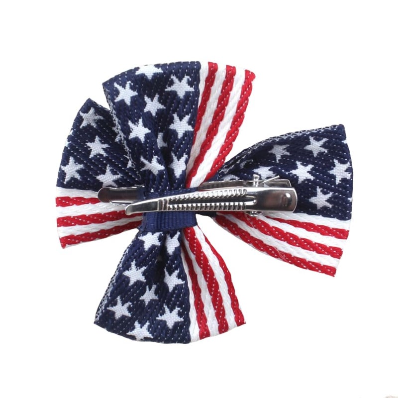 Aysekone 2 Pcs/Pack Girls American Flag Hair Bow Hair Clips Fourth of July Hair Accessories Patriotic Hair Bows Hairgrips - Image 2